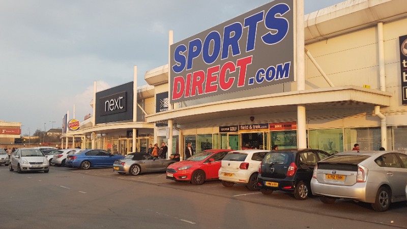 Sports Direct and Next stores at Leyton Mills Retail Park, London