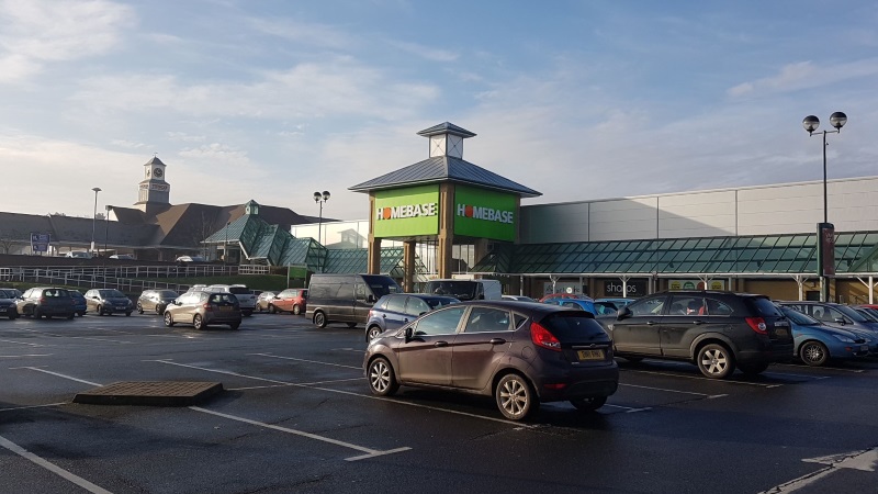 Homebase and Tesco stores at Wrekin Retail Park, Telford