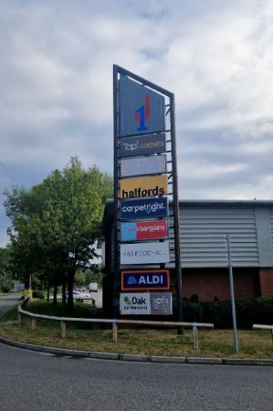 Totem signage at JunctionONE Retail Park, Bidston, Wirral